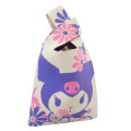 Japan Sanrio Jacquard Woven Mini Tote Bag - Kuromi / Flower - 2