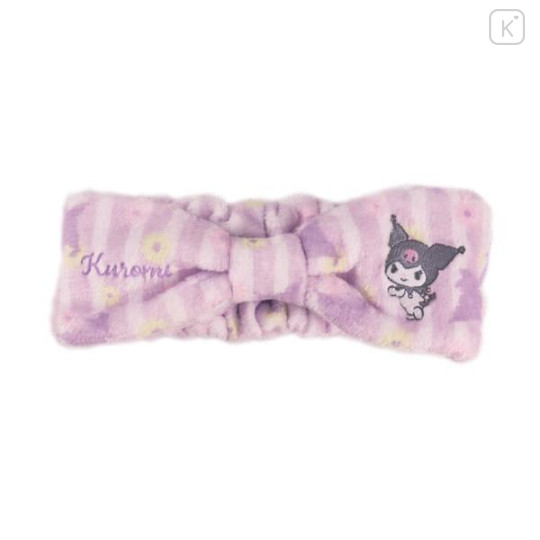 Japan Sanrio Fluffy Hair Turban - Kuromi / Stripe Flower - 1