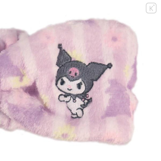 Japan Sanrio Fluffy Hair Turban - Kuromi / Stripe Flower - 3