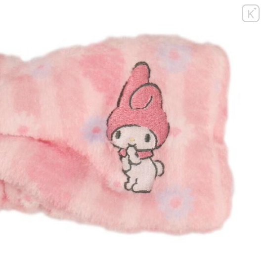 Japan Sanrio Fluffy Hair Turban - My Melody / Stripe Flower - 3