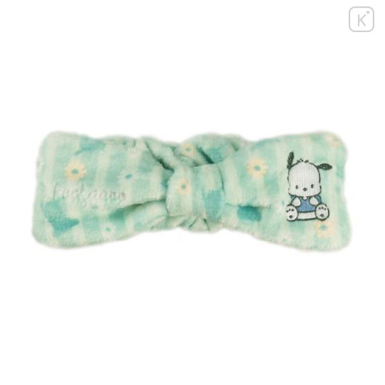 Japan Sanrio Fluffy Hair Turban - Pochacco / Stripe Flower - 1