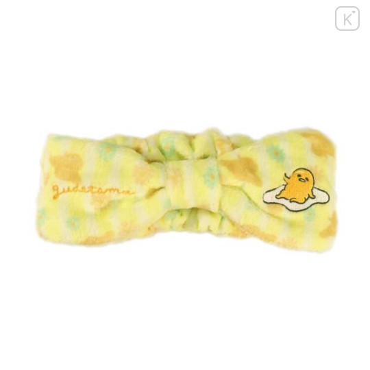 Japan Sanrio Fluffy Hair Turban - Gudetama / Stripe Flower - 1