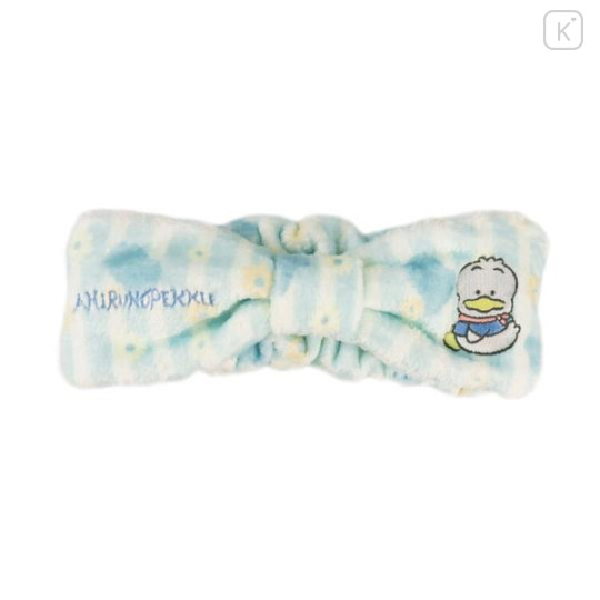 Japan Sanrio Fluffy Hair Turban - Pekkle / Stripe Flower - 1