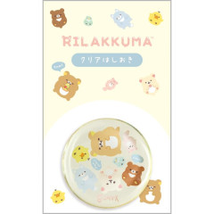 Japan San-X Glass Round Chopstick Rest - Rilakkuma / Let's All Be Full And Satisfied