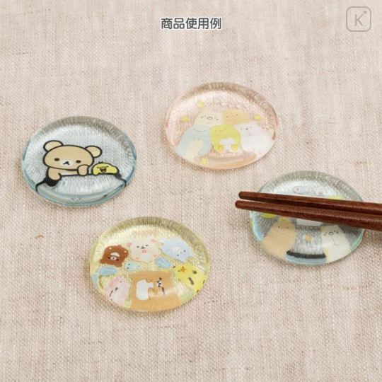 Japan San-X Glass Round Chopstick Rest - Rilakkuma / Let's All Be Full And Satisfied - 3