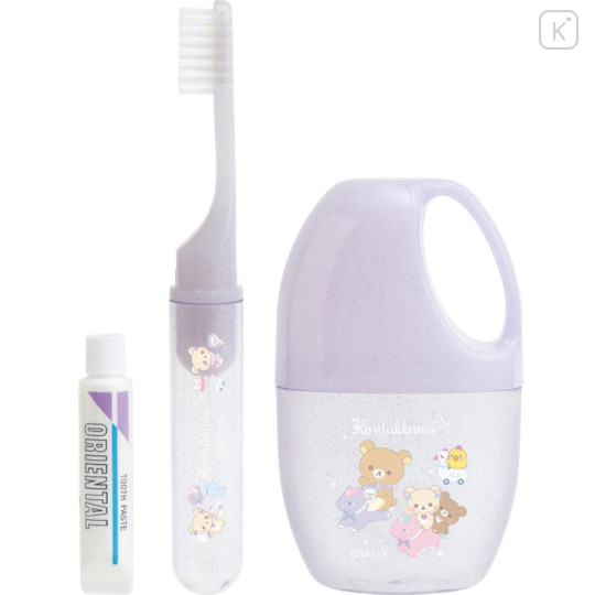 Japan San-X Toothbrush Set - Rilakkuma / Sky Curly Cotton Candy - 1