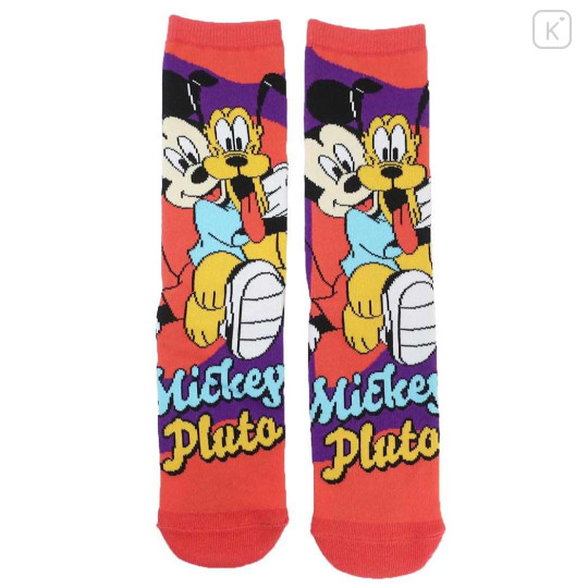 Japan Disney Crew Socks - Mickey Mouse & Pluto - 1