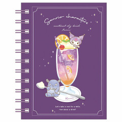 Japan Sanrio A6 Ring Notebook - Kuromi / Sky Drink