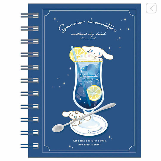 Japan Sanrio A6 Ring Notebook - Cinnamoroll / Sky Drink - 1