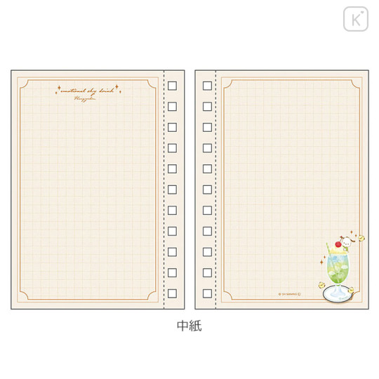 Japan Sanrio A6 Ring Notebook - Pochacco / Sky Drink - 2