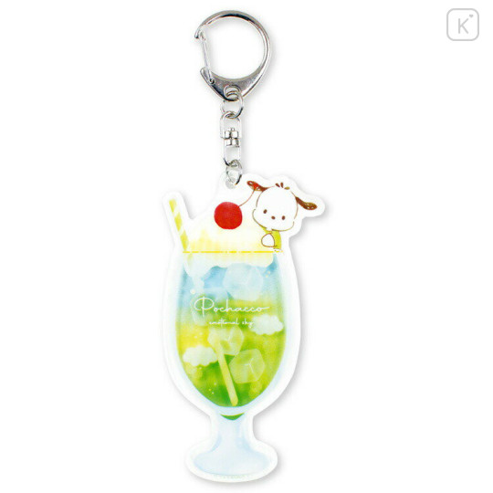 Japan Sanrio Acrylic Keychain - Pochacco / Sky Drink - 1