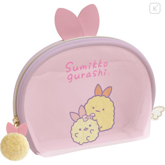 Japan San-X Mesh Cosmetic Pouch - Sumikko Gurashi / Angelic Idol - 1