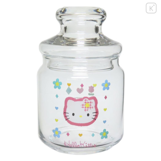 Japan Sanrio Jar Glass Storage Container - Hello Kitty / Y2k Houndstooth - 1