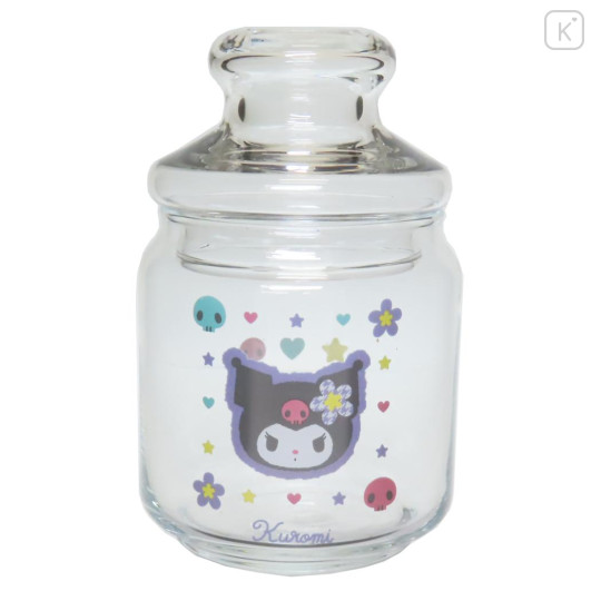 Japan Sanrio Jar Glass Storage Container - Kuromi / Y2k Houndstooth - 1