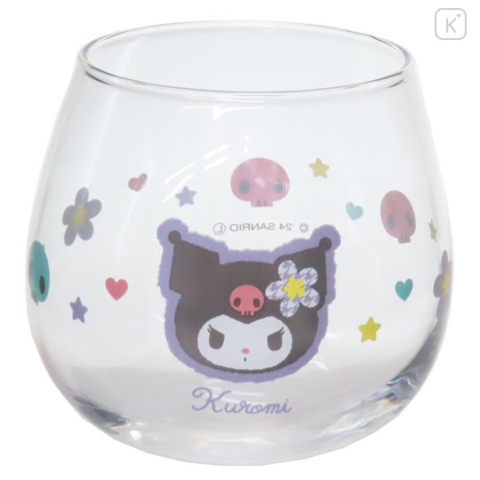 Japan Sanrio Swaying Glass Tumbler - Kuromi / Y2k Houndstooth - 1