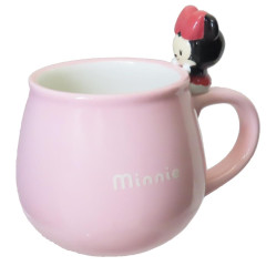 Japan Disney Ceramic Mug with Nokkari Figure - Minnie Mouse / Yululun