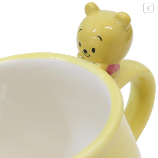 Japan Disney Ceramic Mug with Nokkari Figure - Pooh / Yululun - 3