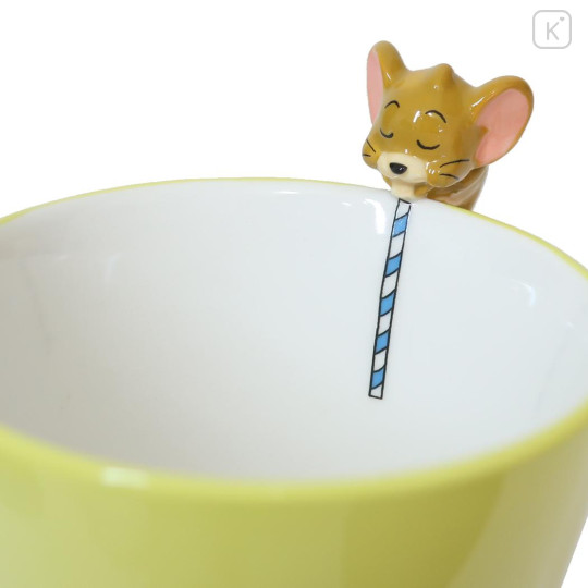 Japan Tom and Jerry Ceramic Mug with Nokkari Figure - Yellow - 2