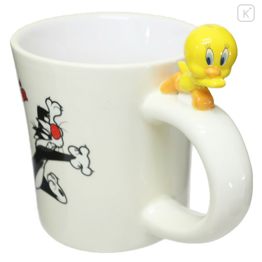 Japan Looney Tunes Ceramic Mug with Nokkari Figure - Tweety & Sylvester - 2