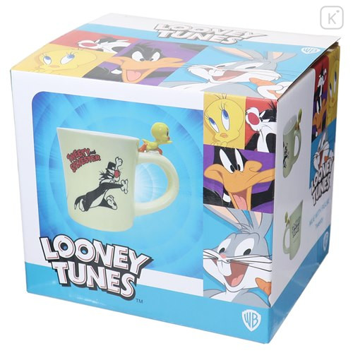 Japan Looney Tunes Ceramic Mug with Nokkari Figure - Tweety & Sylvester - 4