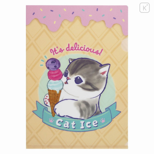 Japan Mofusand A4 Clear File - Cat / Ice Cream Nyan Delicious - 1