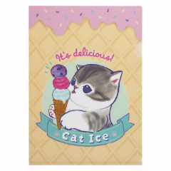 Japan Mofusand A4 Clear File - Cat / Ice Cream Nyan Delicious