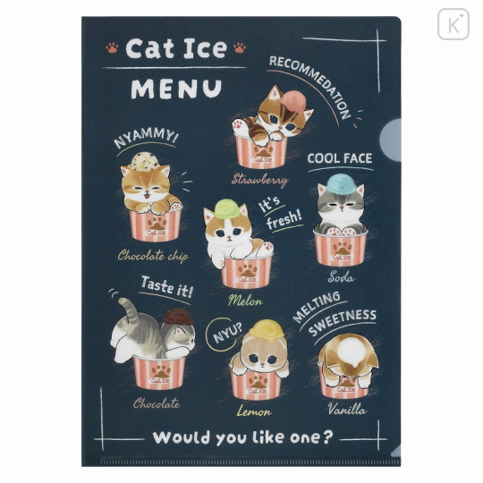 Japan Mofusand A4 Clear File - Cat / Ice Cream Nyan Menu Board - 1