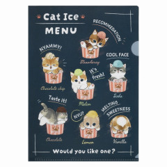 Japan Mofusand A4 Clear File - Cat / Ice Cream Nyan Menu Board