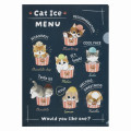 Japan Mofusand A4 Clear File - Cat / Ice Cream Nyan Menu Board - 1