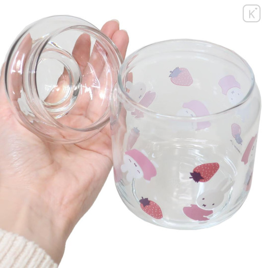 Japan Miffy Jar Glass Storage Container - Miffy / Strawberry Pink - 3