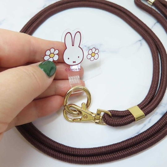 Japan Miffy Multi Ring Plus with Shoulder Strap - Miffy / Flower Dark Brown Red - 3