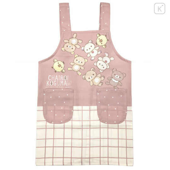 Japan San-X Children's Apron H130cm - Rilakkuma / Chairoikoguma DIY Plushie Pink - 1