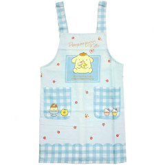 Japan Sanrio Children's Apron H130cm - Pompompurin / Gingham Blue