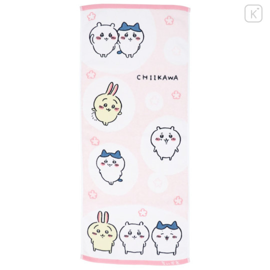 Japan Chiikawa Face Towel - Chiikawa & Hachiware & Rabbit / Happy Light Pink - 1