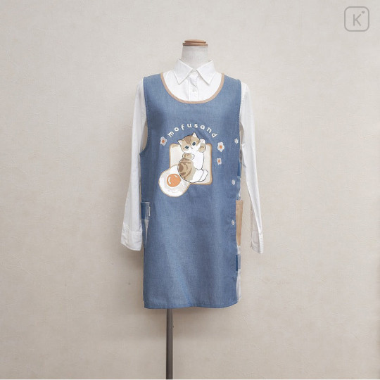 Japan Mofusand Apron - Egg Toast Cat Navy - 1