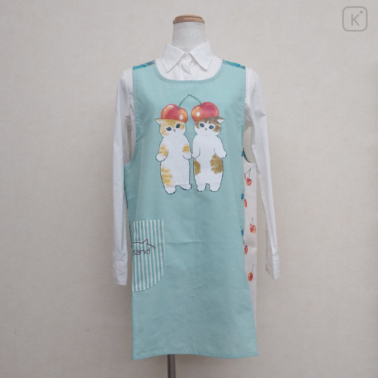 Japan Mofusand Apron - Fruit Cat / Cherry Nyan Green - 1