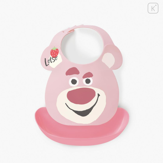 Japan Disney Baby Apron Plastic Bib - Lotso - 2