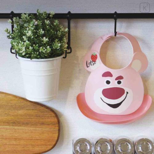 Japan Disney Baby Apron Plastic Bib - Lotso - 4