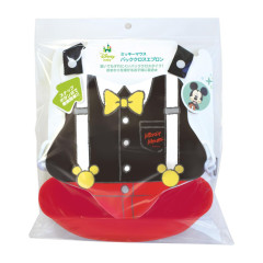 Japan Disney Baby Apron Plastic Bib - Mickey Mouse / Back Cross