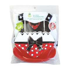 Japan Disney Baby Apron Plastic Bib - Minnie Mouse / Back Cross