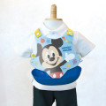 Japan Disney Baby Apron Plastic Bib - Mickey Mouse / Blue Back Cross - 3