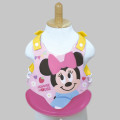 Japan Disney Baby Apron Plastic Bib - Minnie Mouse / Pink Back Cross - 3