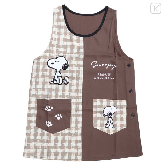 Japan Peanuts Apron - Snoopy : Gingham Brown - 1