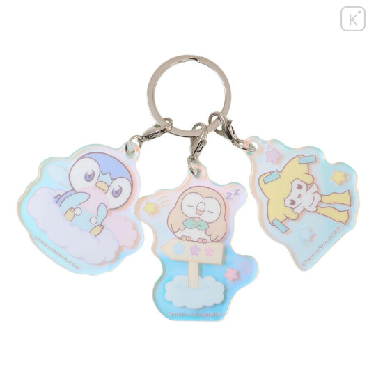 Japan Pokemon Acrylic Keychain 3 Charm - Piplup & Rowlet / Pokepeace Aurora - 1