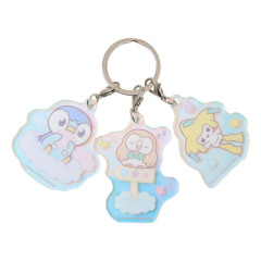 Japan Pokemon Acrylic Keychain 3 Charm - Piplup & Rowlet / Pokepeace Aurora