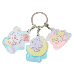 Japan Pokemon Acrylic Keychain 3 Charm - Espurr & Scorbunny / Pokepeace Aurora