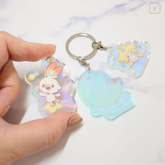 Japan Pokemon Acrylic Keychain 3 Charm - Espurr & Scorbunny / Pokepeace Aurora - 2