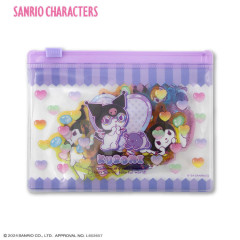 Japan Sanrio Clear Sticker with Mini Zipper Case - Kuromi / Colorful Gummy