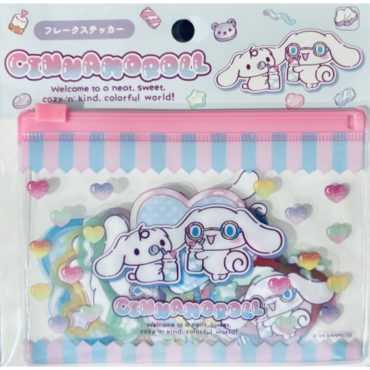 Japan Sanrio Flake Sticker with Slider Case - Cinnamoroll : Colorful Gummy - 1