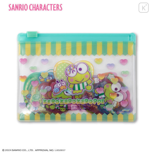 Japan Sanrio Clear Sticker with Mini Zipper Case - Keroppi / Colorful Gummy - 1